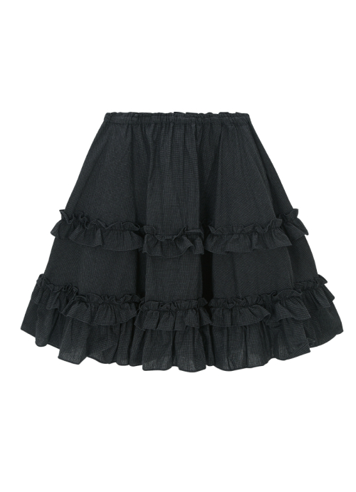 CHECK KANGKANG MIDI SKIRT / BLACK