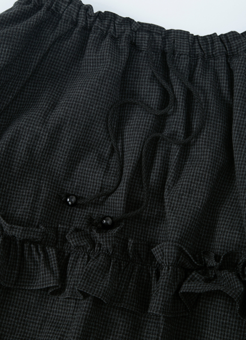 CHECK KANGKANG MIDI SKIRT / BLACK