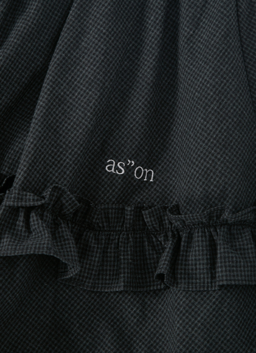 CHECK KANGKANG MIDI SKIRT / BLACK