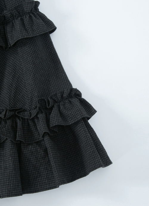 CHECK KANGKANG MIDI SKIRT / BLACK