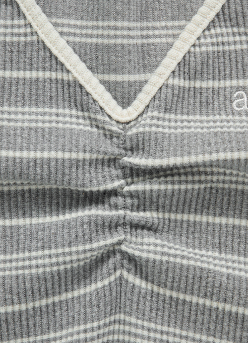 BUMBLE STRIPE SHIRRING TEE / GRAY