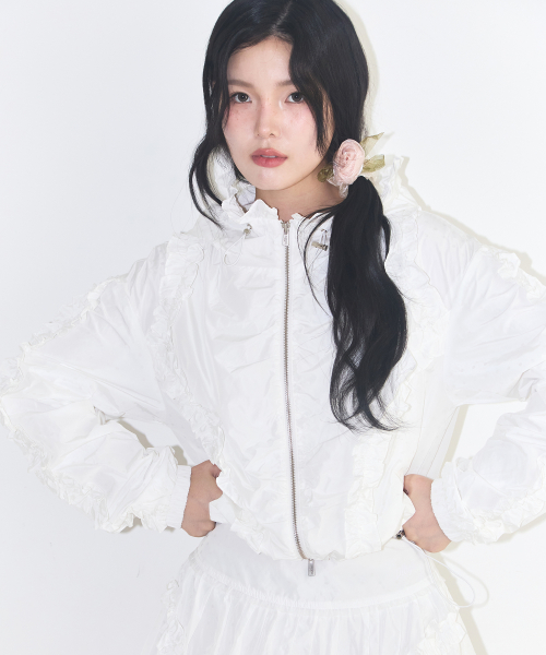 프릴 도트 윈드브레이커 화이트