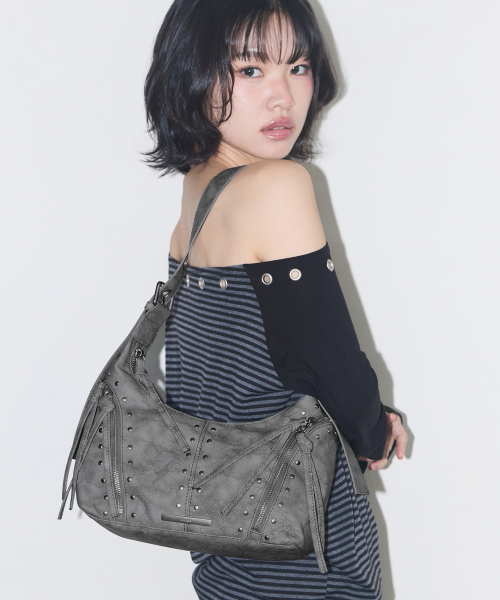리프 아일렛 숄더 백 그레이