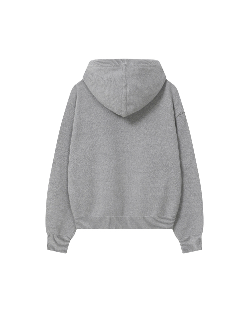 Logo knit hoodie zip-up GREY