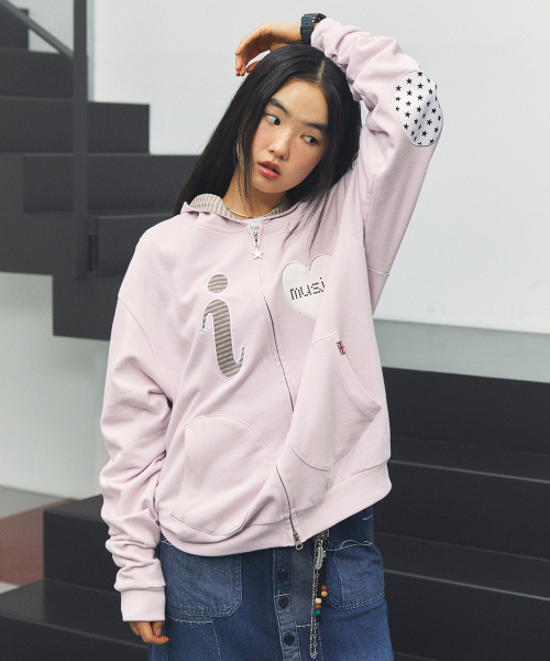 I LOVE MUSIC ZIP UP HOODIE PINK(CV2FFUM481A)