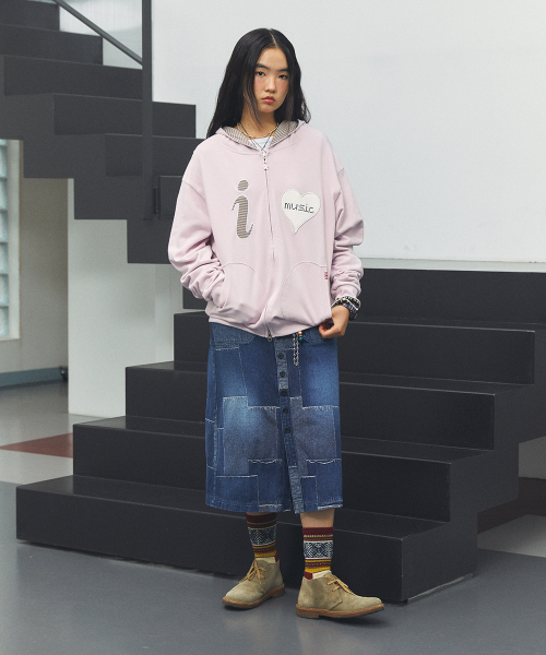 I LOVE MUSIC ZIP UP HOODIE PINK(CV2FFUM481A)