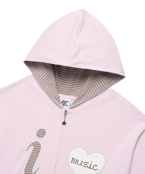 I LOVE MUSIC ZIP UP HOODIE PINK(CV2FFUM481A)