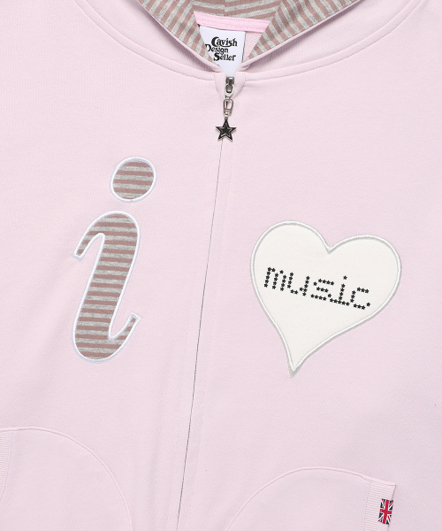 I LOVE MUSIC ZIP UP HOODIE PINK(CV2FFUM481A)