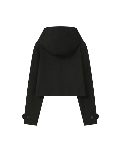 Cowl neck button Jacket BLACK