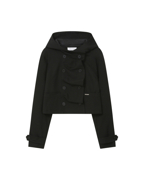 Cowl neck button Jacket BLACK
