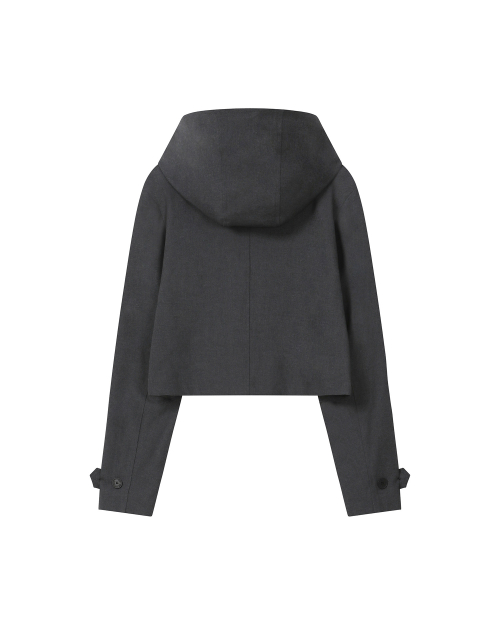 Cowl neck button Jacket CHARCOAL