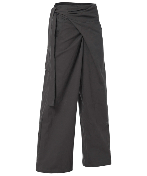 Layered Wrap Trousers (FL-255_Charcoal)