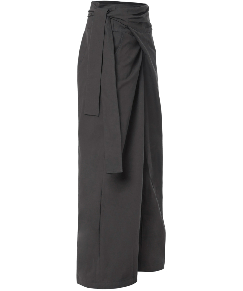 Layered Wrap Trousers (FL-255_Charcoal)