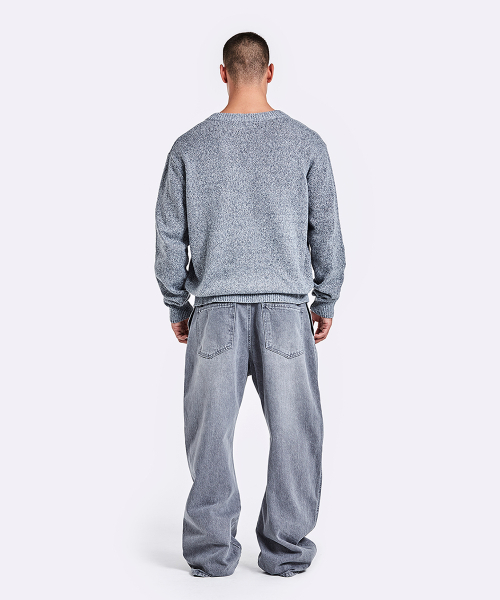Piercing V Neck Knit - Grey