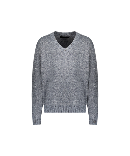 Piercing V Neck Knit - Grey
