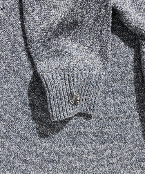 Piercing V Neck Knit - Grey