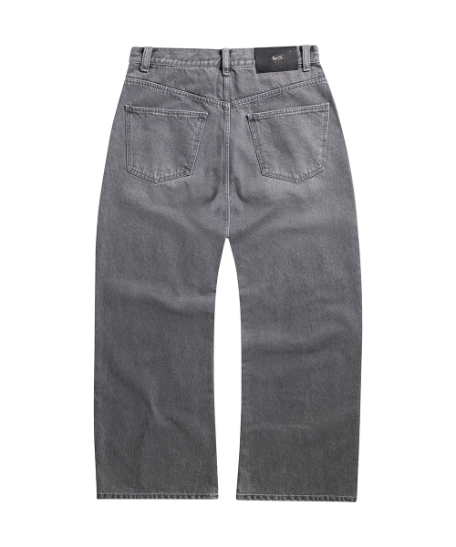 Belted Denim Pants - Grey