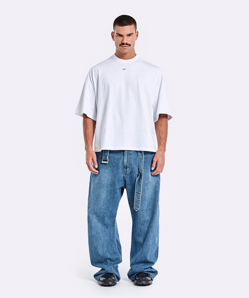 Belted Denim Pants - Blue