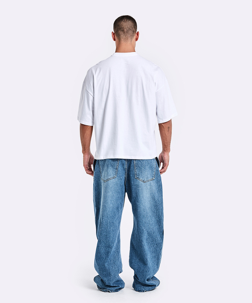 Belted Denim Pants - Blue