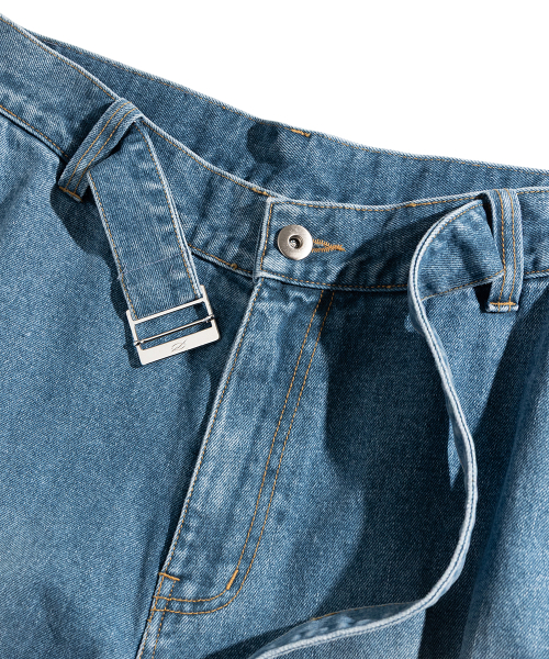 Belted Denim Pants - Blue