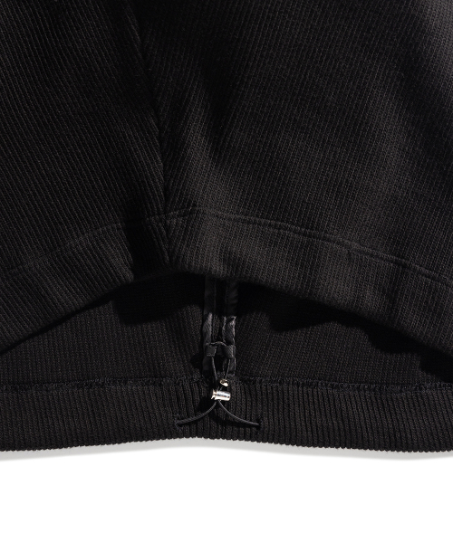 Leather Knit Anorak - Black