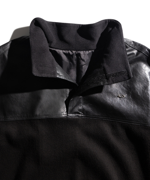 Leather Knit Anorak - Black