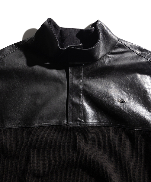 Leather Knit Anorak - Black