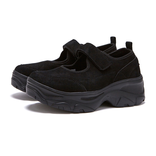 ROMITA Platform Suede Velcro Shoes Black OZSQGA352B