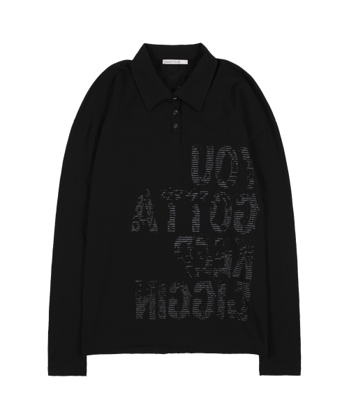 BACK CROSS OVER FIT COLLAR TEE (BLACK) F25ZB021