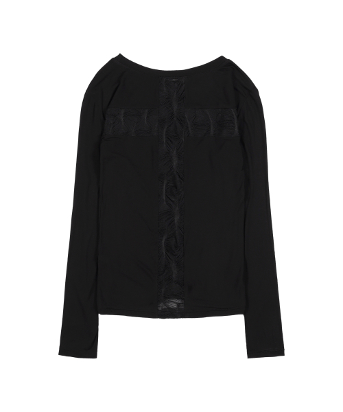BACK CROSS LONG SLEEVE (BLACK) F25ZB027
