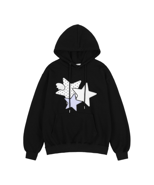 MIX STAR ANGEL PATCH HOODIE (BLACK) F25ZB011