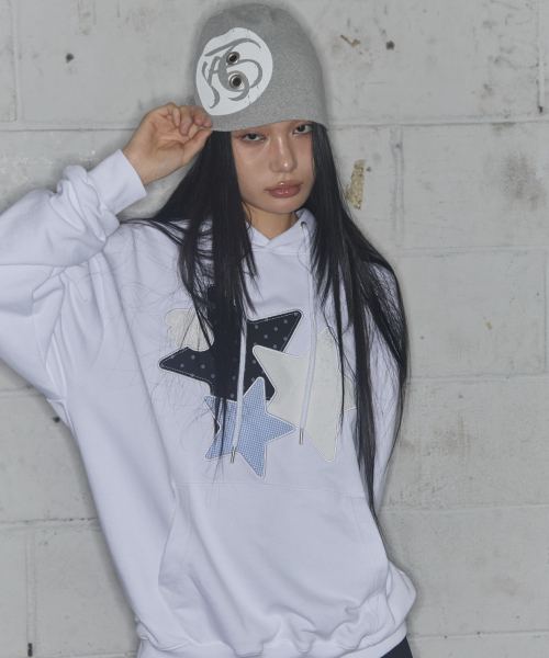 MIX STAR ANGEL PATCH HOODIE (WHITE) F25ZB011