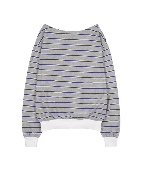 STRIPE ONE-SHOULDER SWEATSHIRT (GRAY ST) F25ZB017