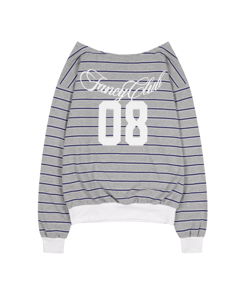 STRIPE ONE-SHOULDER SWEATSHIRT (GRAY ST) F25ZB017