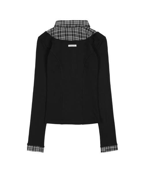SHIRT LAYERED LONG SLEEVE (BLACK) F25ZB023