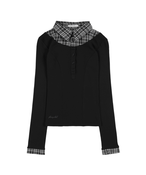 SHIRT LAYERED LONG SLEEVE (BLACK) F25ZB023