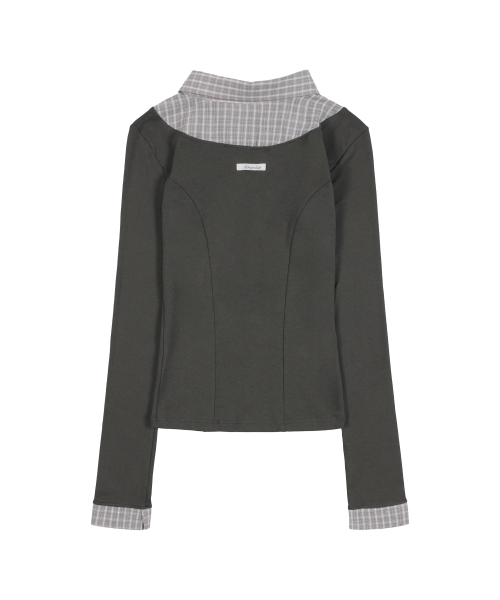 SHIRT LAYERED LONG SLEEVE (CHARCOAL) F25ZB023