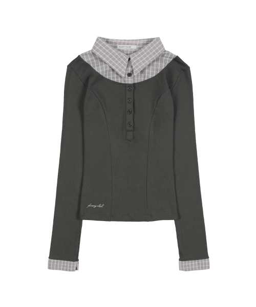 SHIRT LAYERED LONG SLEEVE (CHARCOAL) F25ZB023