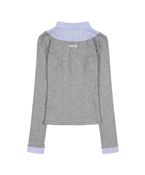 SHIRT LAYERED LONG SLEEVE (GRAY) F25ZB023
