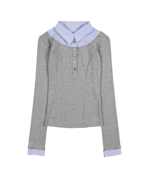 SHIRT LAYERED LONG SLEEVE (GRAY) F25ZB023