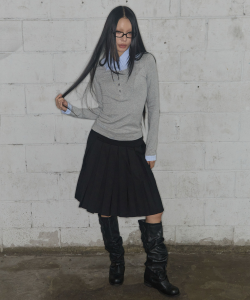 SHIRT LAYERED LONG SLEEVE (GRAY) F25ZB023