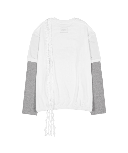 FRILL LINE LAYERED LONG SLEEVE (WHITE) F25ZB025
