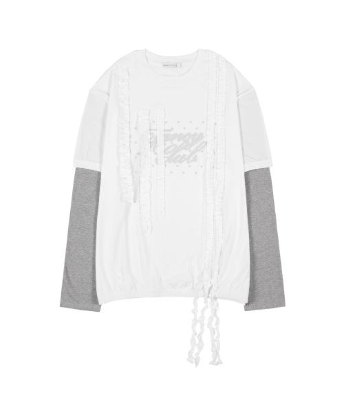 FRILL LINE LAYERED LONG SLEEVE (WHITE) F25ZB025