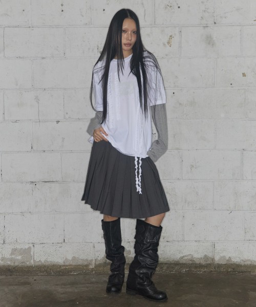 FRILL LINE LAYERED LONG SLEEVE (WHITE) F25ZB025