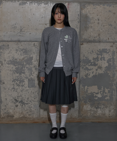 CLOVER PATCHWORK CARDIGAN (GRAY) F25ZA008