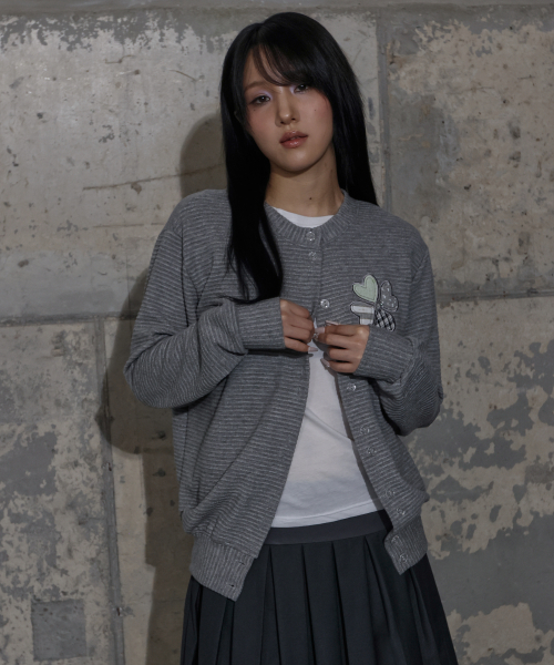 CLOVER PATCHWORK CARDIGAN (GRAY) F25ZA008