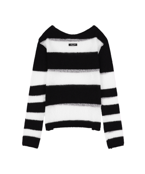 HAILEY STRIPE KNIT (BLACK) F25ZB020