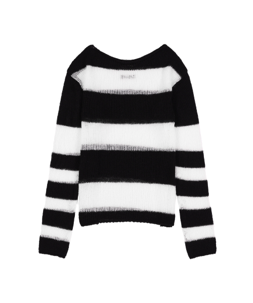 HAILEY STRIPE KNIT (BLACK) F25ZB020
