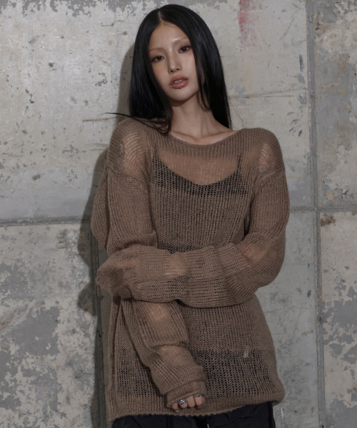 HAILEY STRIPE KNIT (BROWN) F25ZB020