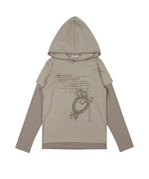 STRIPE LAYERED HOODIE (BEIGE) F25ZB024